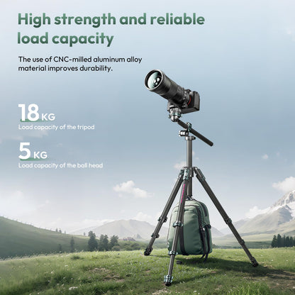 ULANZI JJ05 GlideGo Carbon Fiber Photo Tripod, Dual 360° Pan Head, 72.4 inch Max Height, 11 lb Load, UKA Quick Release, Professional Portable Lightweight Travel Tripod with Bag