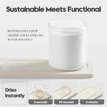 2Pack Diatomite Stone Sink Tray, Water Absorbing Faucet Mat for Kitchen & Bathroom Counter, Quick Dry Decorative Soap Dish Makeup Vanity Caddy,Dispenser Sponge Holder Organizer, Beige-8"x 3.8"