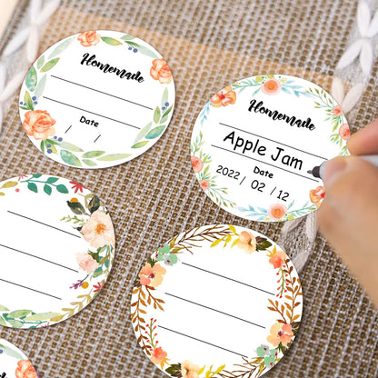 2 Inch Watercolor Flower Canning Stickers 500 Pcs Write on Date Contents Homemade Canning Jar Lids Labels with Lines for Handmade Mason Jars Spice Food Container Bottle Kitchen Organizing & Storage