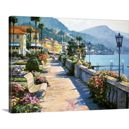CANVAS ON DEMAND Bellagio Promenade Canvas Wall Art Print by Howard Behrens, Traditional, Home Decor, Design, Ocean Artwork, 48"x36"