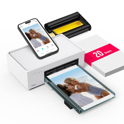 Liene M100 4x6'' Photo Printer, Wi-Fi Picture Printer, 20 Sheets, Full-Color Photo, Instant Phone Printer for iPhone, Android, Smartphone, Thermal Dye Sublimation, Portable Photo Printer for Home Use