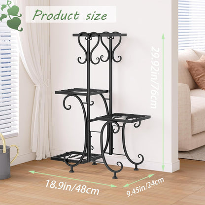 4Tier 4 INGIORDAR Plant Stand Indoor Outdoor Shelf Metal Holder Pot Rack Multiple Plants Stand Tall Flower Shelf Corner