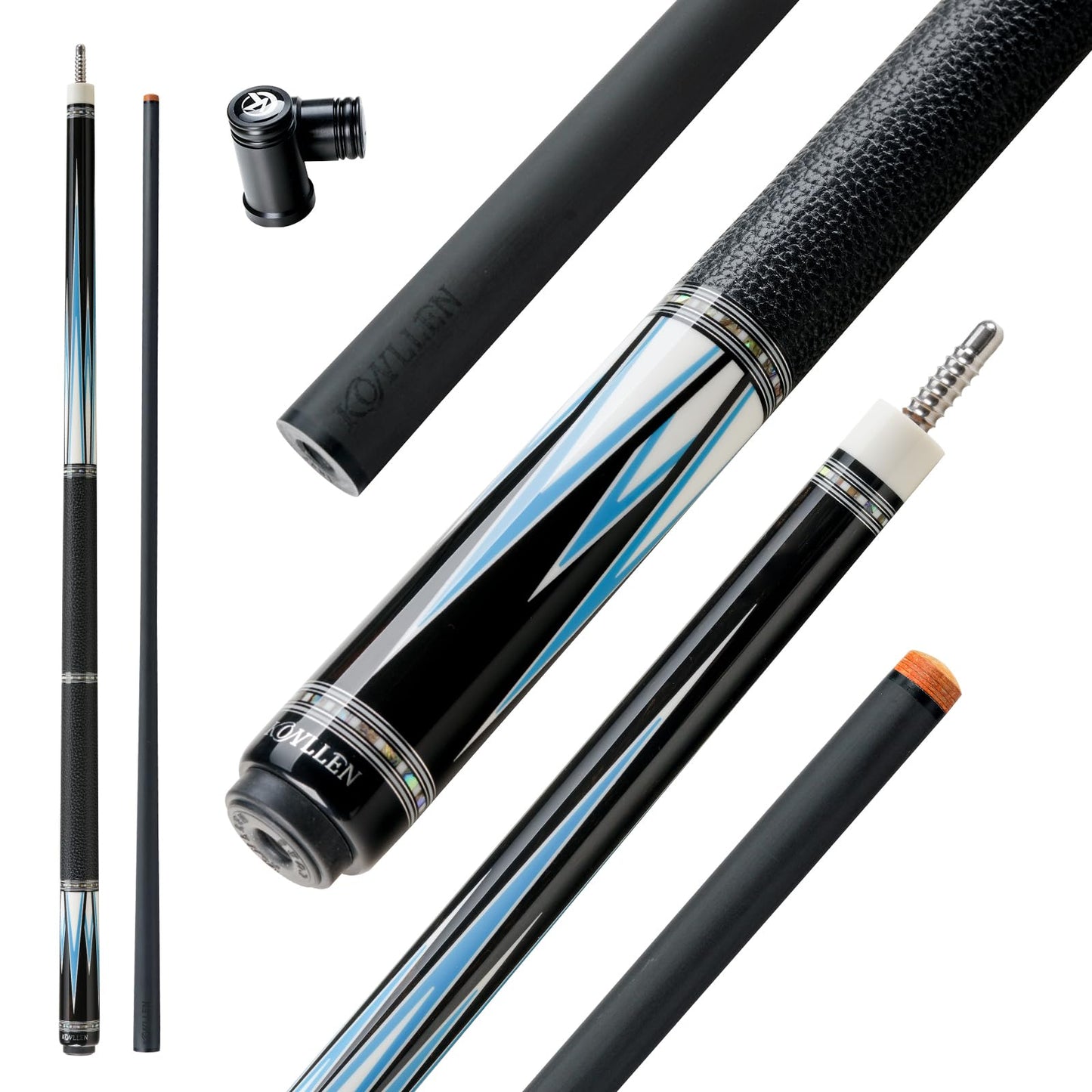 KONLLEN Handcrafted Inlay Carbon Fiber Pool Cue – Low Deflection Performance Billiard Cue