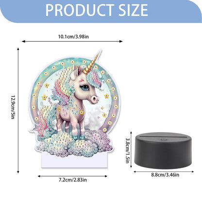 JISHSHAY Diamond Painting Night Light Diamond Art Table Lamps Gem Art LED Lights Gem Painting Desk Lamp Mosaic Kits for Adults DIY Kits for Adults Paint by Numbers,with Special Shaped Crystal,Unicorn