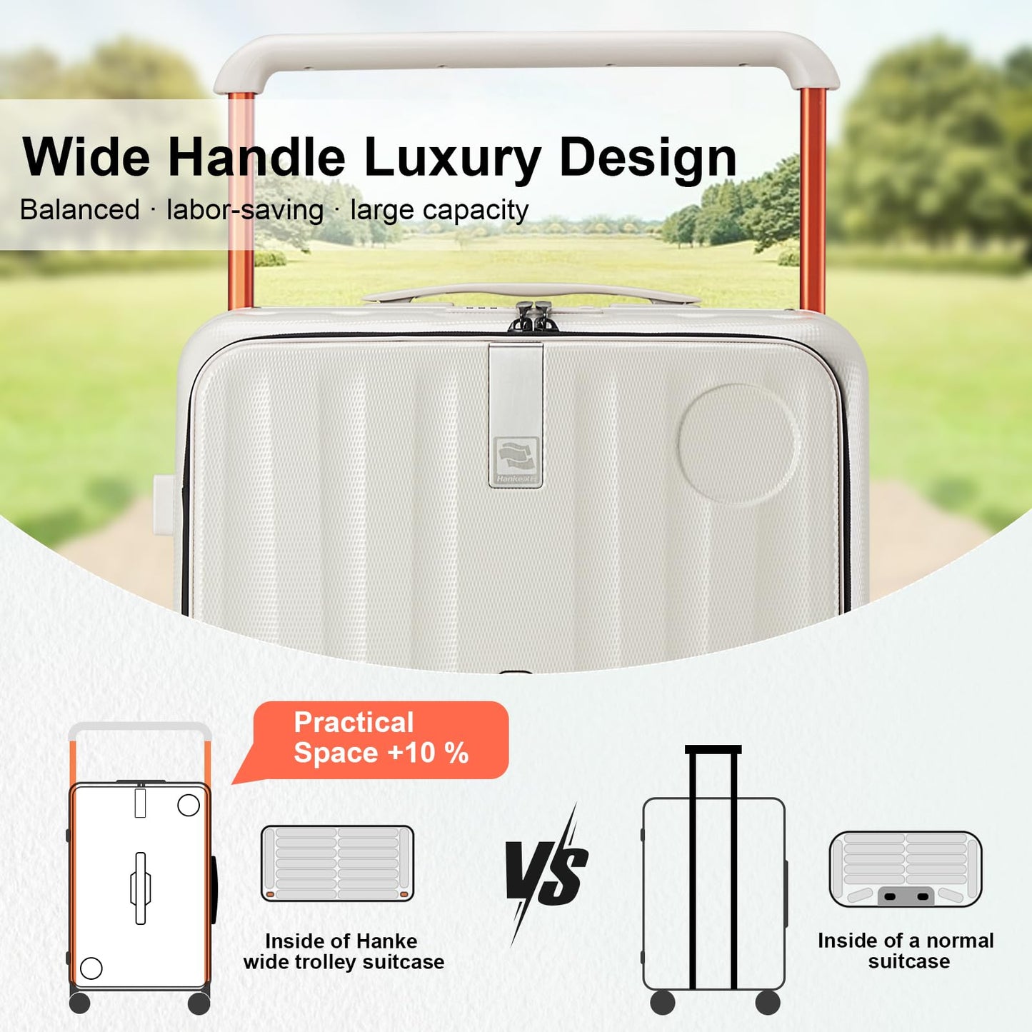 Hanke Multifunctional 26 Inch Checked Luggage Hard Shell Suitcases with Wheels Travel Trunk Style Luggage Large Rolling Suitcase for Women Men(Ivory White)