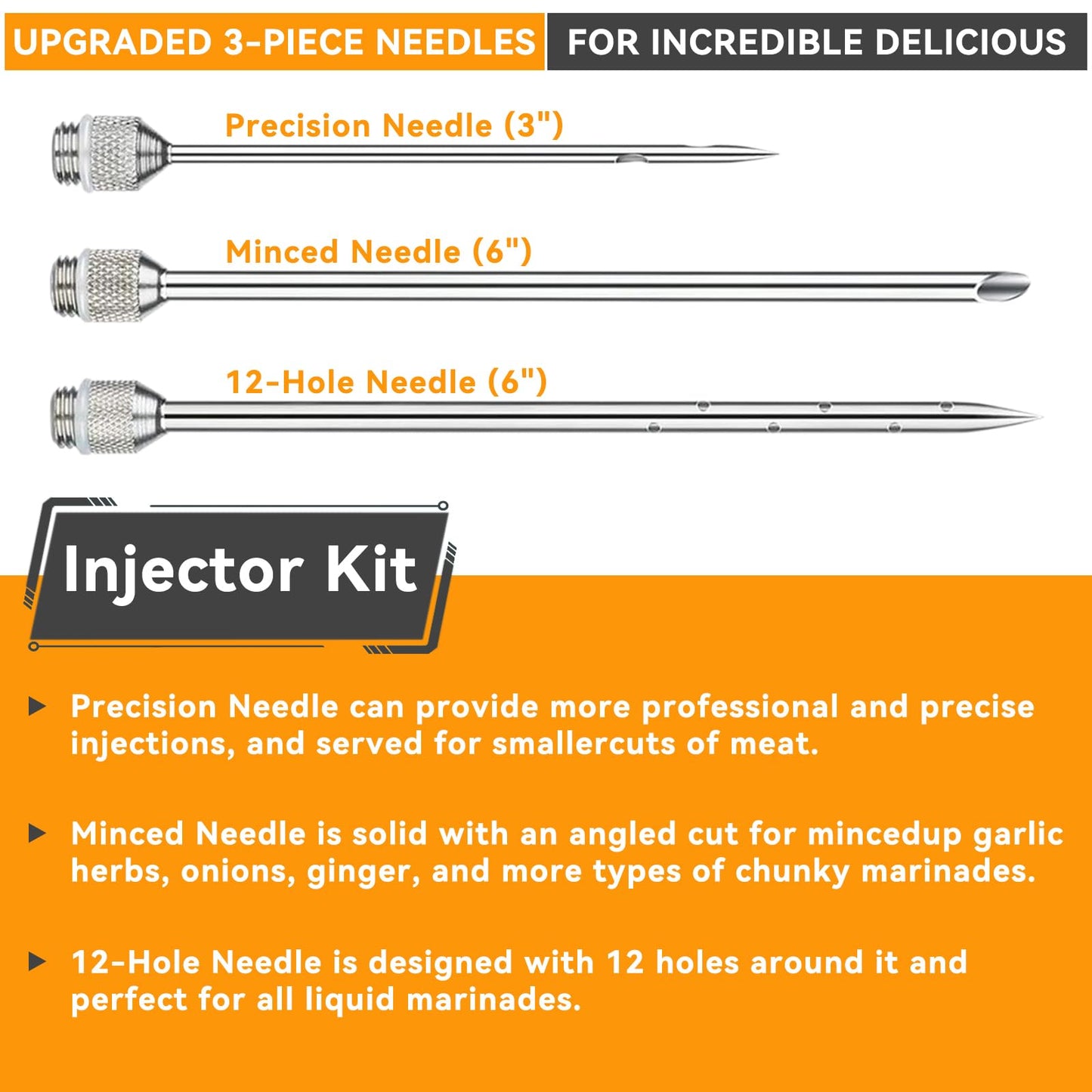 RIDGEPOLE Meat Injector, Marinade Injector with 3 Marinade Needles,Turkey Injector Syringe,2oz Large Capacity,Mother's Day Gifts for Mom Dad Husband Him,304 Stainless Steel for Meats,Beef,Turkey