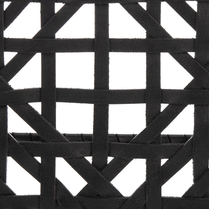 SAFAVIEH Home Collection Munro Black Sungkai Wood/Black Leather Woven Accent Chair (Fully Assembled)
