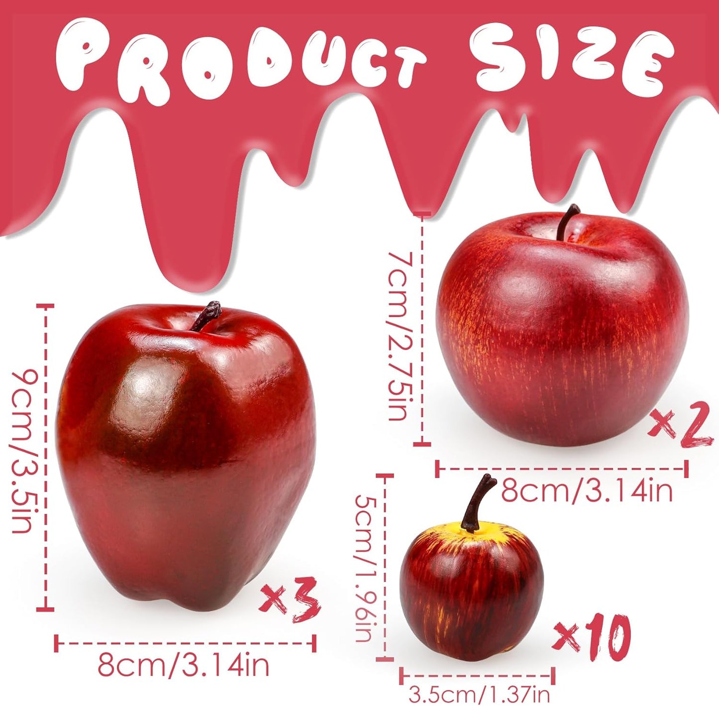 15 (5pcs Red+10pcs Pcs Artificial Apples, Fake Red Apples Fruits Simulation Realistic Fake Apple Prop Decorative Dining