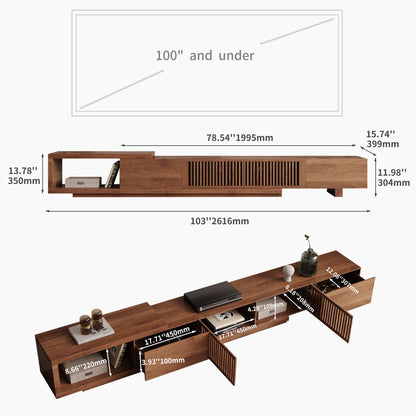 gaoyangjiaju 78.5"-105" Mid-Century Modern Extendable TV Stand, Walnut Media Console with 2 Drawers and 2 Cabinets, Fits TVs up to 100 Inches for Living Room or Bedroom