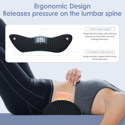 Ergonomic Memory Foam Lumbar Support Pillow, CMFY Breathable & Detachable & Washable, Lower Back Pillow for Office