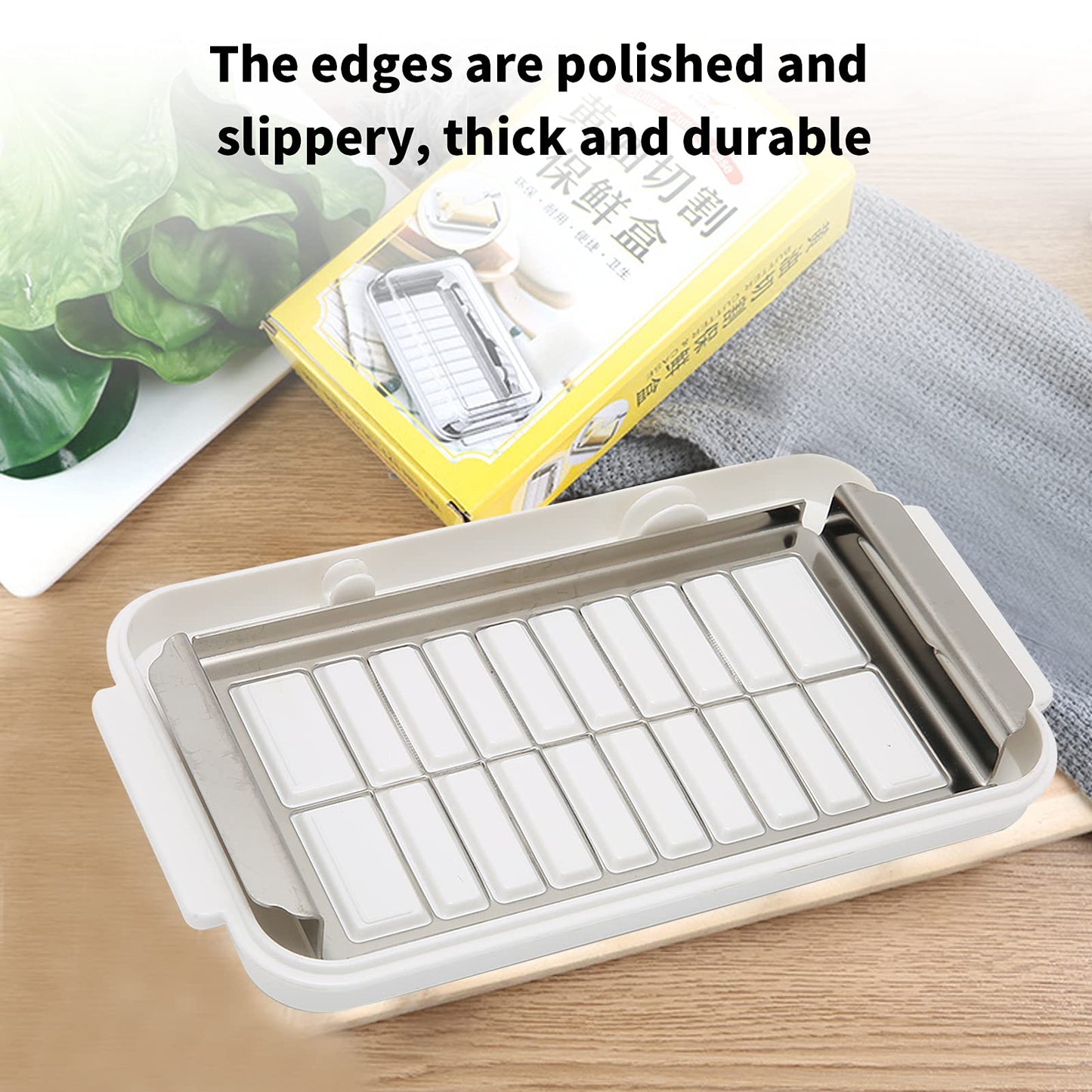 Butter Slicer Cutter, Stainless Steel Butter Cutter Container Butter Storage Box Small Butter Container with Transparent Cover Kitchen Tool for Easy Cutting (Butter grid hole