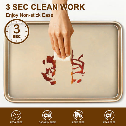 Baking Sheet Pan Set of 2, Wildone Commercial Cookie Sheets for Baking, Nonstick Carbon Steel Jelly Roll Pan Oven Tray 15x10 Inch, Heavy Duty & Easy Clean