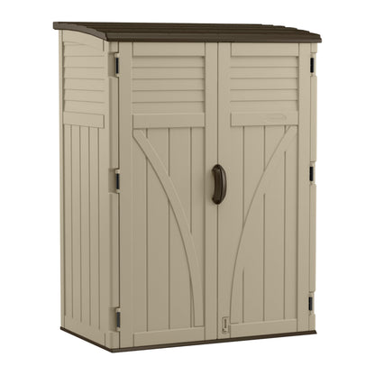 Suncast Outdoor Storage Shed, Water Resistant Resin Vertical Outdoor Storage Cabinet for Patio, Garden Tools, Cushions, & Equipment, Weatherproof Multi-Wall Design, 54 cu. ft., Made in USA