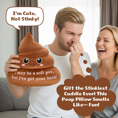HOMQYTE Funny Poop Throw Pillow Decorative Positive Poo Stuffed Plush Cushion for Couch Home Decor Christams Gag Gifts (Brown)