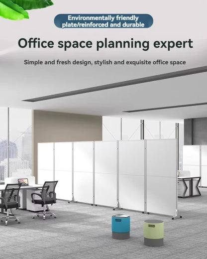 OUOQNUE Foldable Office Partition Divider with Wheels, Movable Privacy Screen Panel, Portable Room Divider Wall, Modular Workspace Separator for Office, Conference Home and Hospital White+Gray 10 Pcs