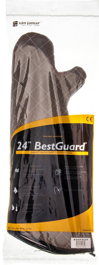 San Jamar 800FG24 BestGuard Commercial Heat Protection Up to 450° F Oven Mitts (Pair), 24" Length, Tan, 1 Count (Pack of 1)