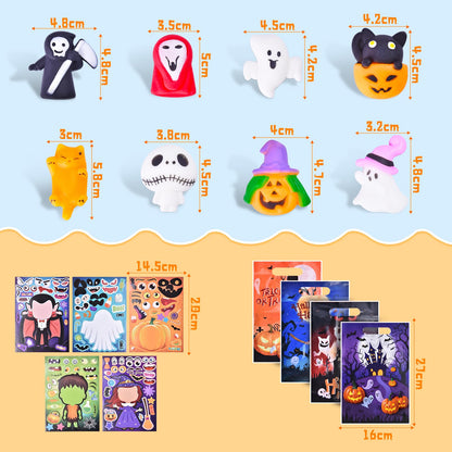 Halloween Mochi Squishy Toys for Kids Halloween Party Favors Goodie Bags Fillers Stuffers Squishies Halloween Treats Bags Gifts Squishy Fidget Toys Stress Relief Squeeze Toys Prizes for Kids