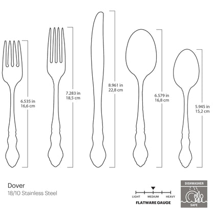 Oneida Silverware Set For 8, Dover 45-Piece Fine Flatware Set with Serving Utensils, Service For 8, 18/10 Stainless Steel, Ornate Pattern, Dishwasher Safe, Knives Spoons & Forks Set (Silver 45 Pieces)