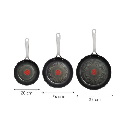 T-Fal x Jamie Oliver Nonstick Coated Stainless Steel Pans 9.5" & 11", Induction Compatible, Oven Safe up to 500°F, Chef's Stainless Steel Skillet, Frying Pan, Silver