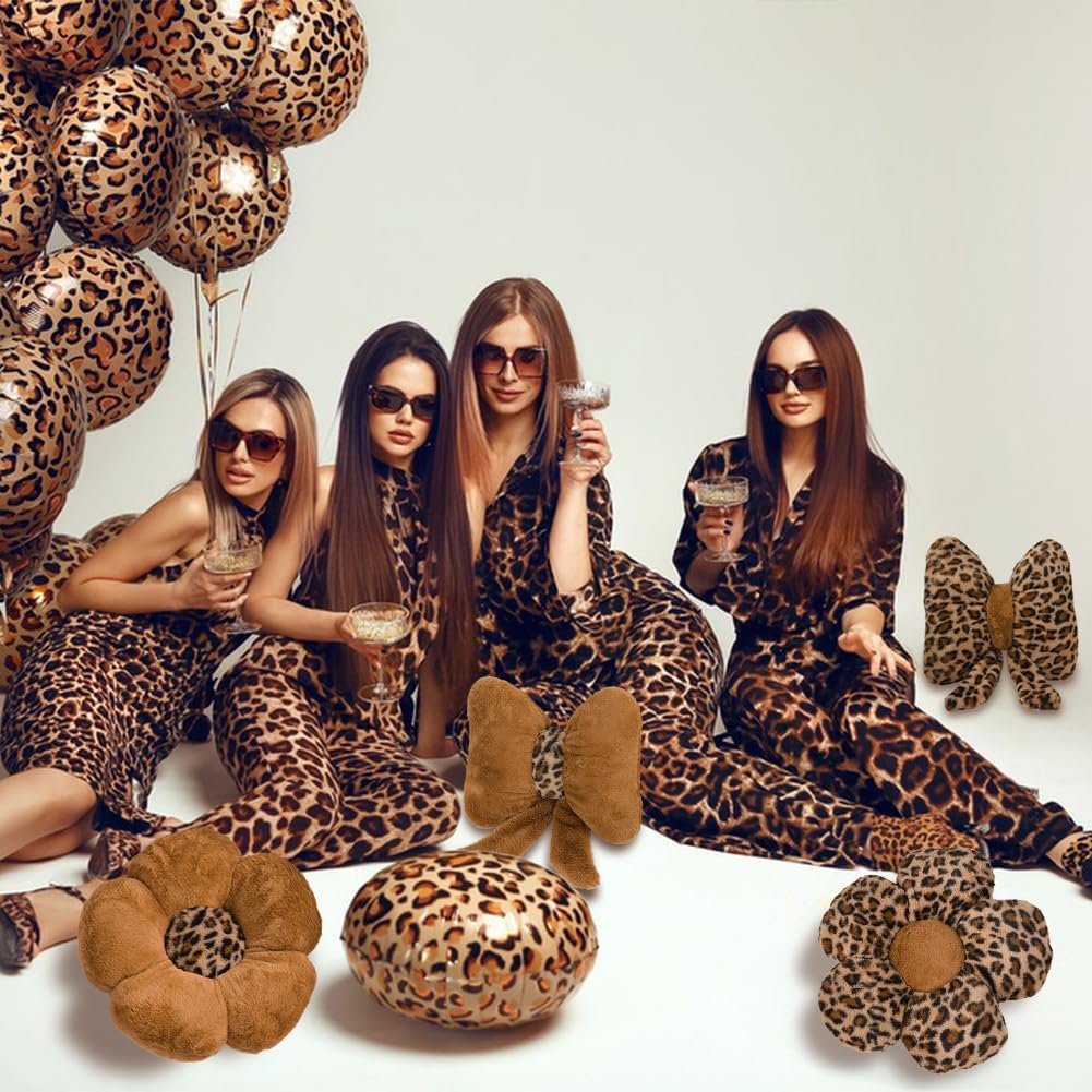 GKWW 2 Pack Cute Leopard Print Bow Throw Pillows Furry Cheetah Bownote Plush Pillow Decor Bow Lumbar Suffed Pillow for Home Living Room Bedroom Bed Couch Cushion