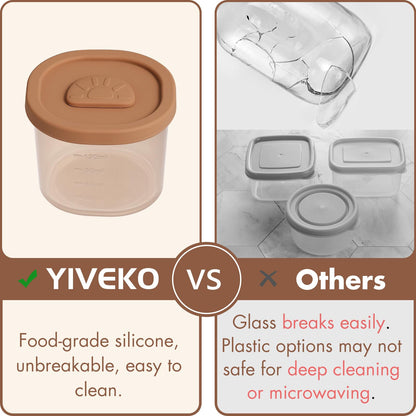 Baby Food Containers with Lids Silicone Baby Food Storage Containers for Infants & Toddlers, Leakproof Freezer-Safe Reusable Baby Food Jars for Breastmilk & Solid Foods, 4oz Silicone Containers, 4PK