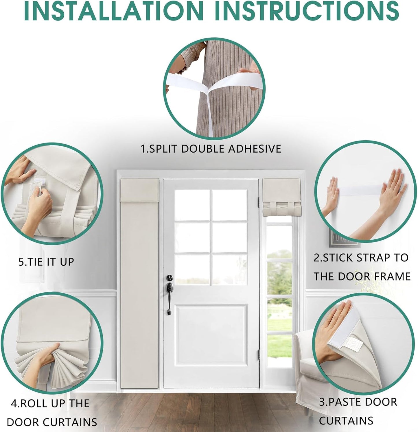 HOMEIDEAS Sidelight Curtains for Front Door, Thermal Insulated Privacy Door Shades, 1 Panel, Cream