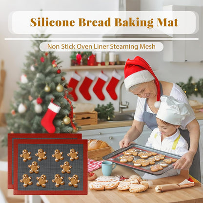 Professional Silicone Bread Baking Mat, Non Stick Oven Liner, Perforated Steaming Mesh, Half Sheet Size