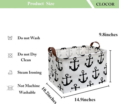 CLOCOR Rectangular Storage Basket, Collapsible Cute Pattern Storage Bin, Waterproof Coating with Handles, Gift Baskets
