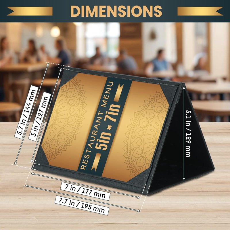 AMGSH 20 Pack 5" × 7" Table Tent Menu Covers, Leatherette PU Leather 3-Side Triangle Picture Frames with Angled Corners, Triangle Menu Holders for Restaurant Coffee Cafe Bar Drink Dessert