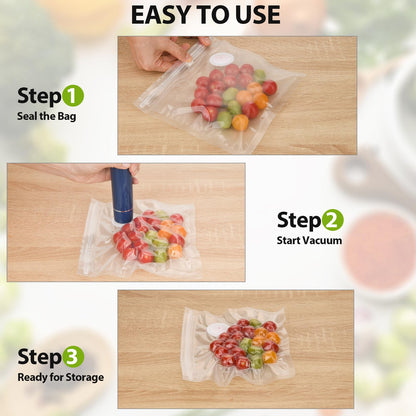 60 PCS Vacuum Sealer Bags for Food, BPA-Free Reusable Vacuum Zipper Bags with Upgraded Air Valve, Sous Vide & Meal Prep Vacuum Storage Bags, Compatible with Handheld & External Vacuum Sealer Machines