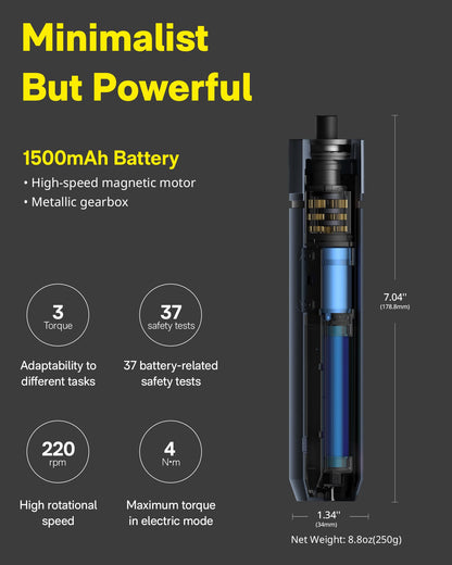 HOTO Electric Screwdriver Kit, 25-Piece Upgraded Bit Set, 3.6V Cordless Screwdriver Rechargeable, Magnetic Case Lid, 3 Torque Settings, 1500mAh Battery, LED Light for Furniture/Electrical Repairs