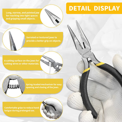 BOOSDEN 5 Pack Mini Precision Pliers Set, Small Needle Nose Pliers with Wire Cutter, Black