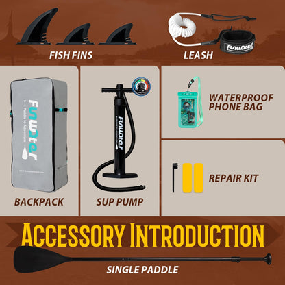 FunWater SUP Inflatable Stand Up Paddle Board Ultra-Light Inflatable Paddleboard with SUP Accessories,Fins,Adjustable Paddle, Pump,Backpack, Leash, Waterproof Phone Bag(Yellow)