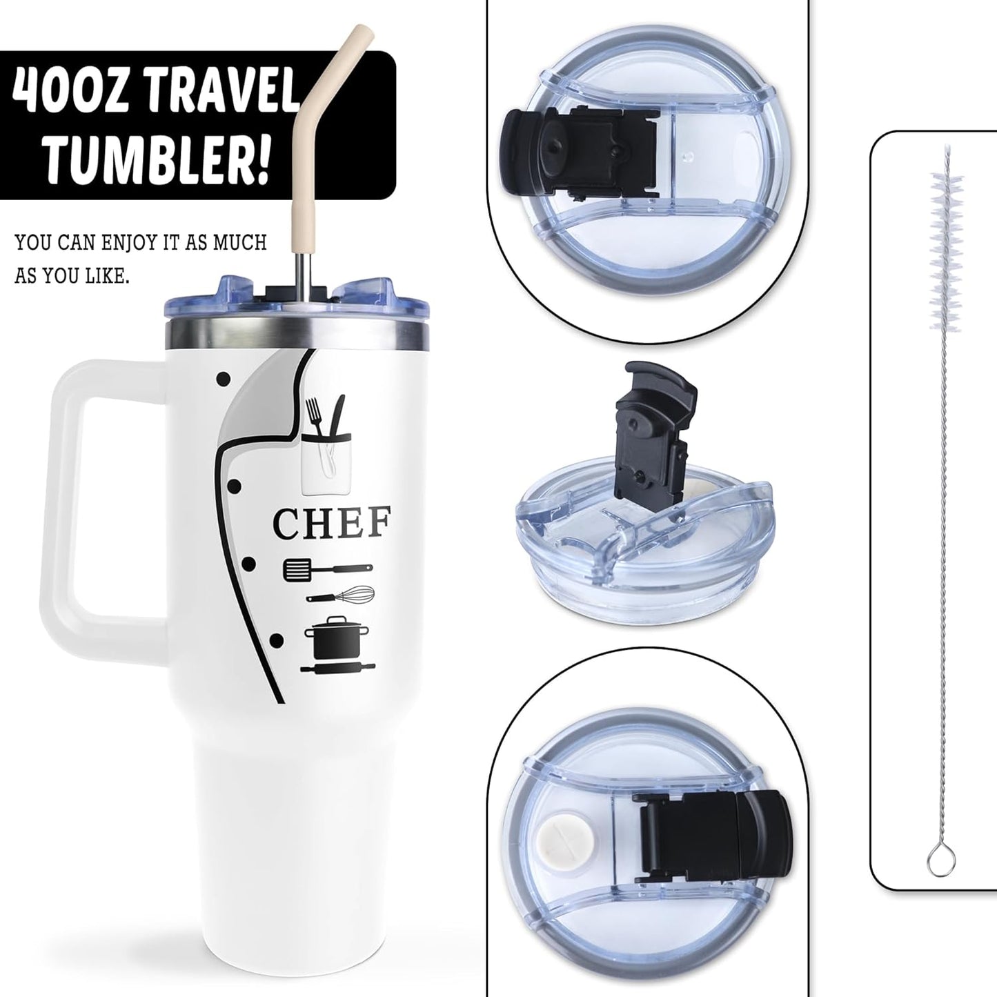Chef Gifts for Men Women, 40 oz Coffee Tumbler, Culinary Gift Ideas for Chefs and Cooking Lovers