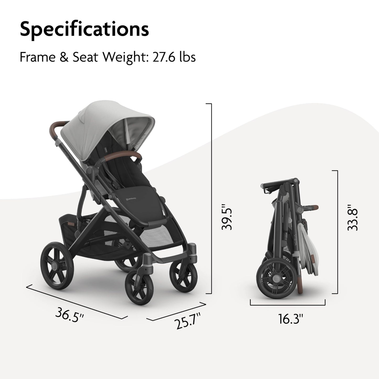 UPPAbaby Vista V3 Convertible Single-to-Double Stroller for Baby & Toddler, 30+ Configurations, Car Seat Compatible, All-Wheel Suspension, XL Basket – Savannah (Pearl Grey Jacquard/Carbon Frame)