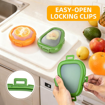 KMOSENIA 2pc Fruit Storage Containers for Fridge, Avocado Saver and Onion Storage Set, Reusable Silicone Food Storage Containers for Tomatoes, Lemons, and Potatoes (2)