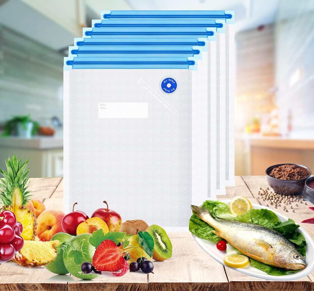 Sous Vide Bags Reusable 27Pcs, BPA Free Vacuum Sealer Bags for Sous Vide Cooking, 20Pcs Vacuum Zipper