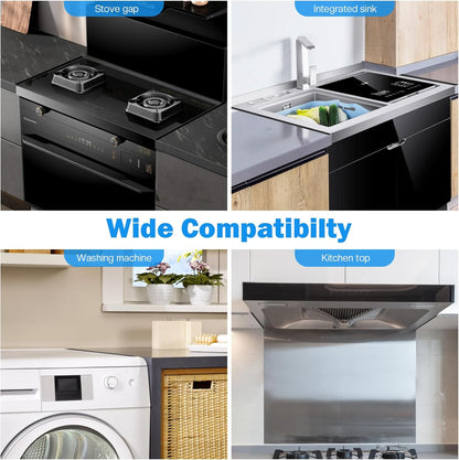 Stainless Steel Stove Gap Covers - Kitchen Stove Counter Gap Filler, Easy to Clean, Retractable Length 13.8" to 27.6"