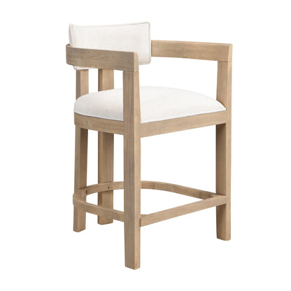Christopher Knight Home Set of 2 Ryland Modern 26" Counter Height Bar Stools, Fabric Upholstered Counter Stools,Wooden Kitchen Island Armchair with Footrest, Round Backrest, Soft Seating,Beige+Natural