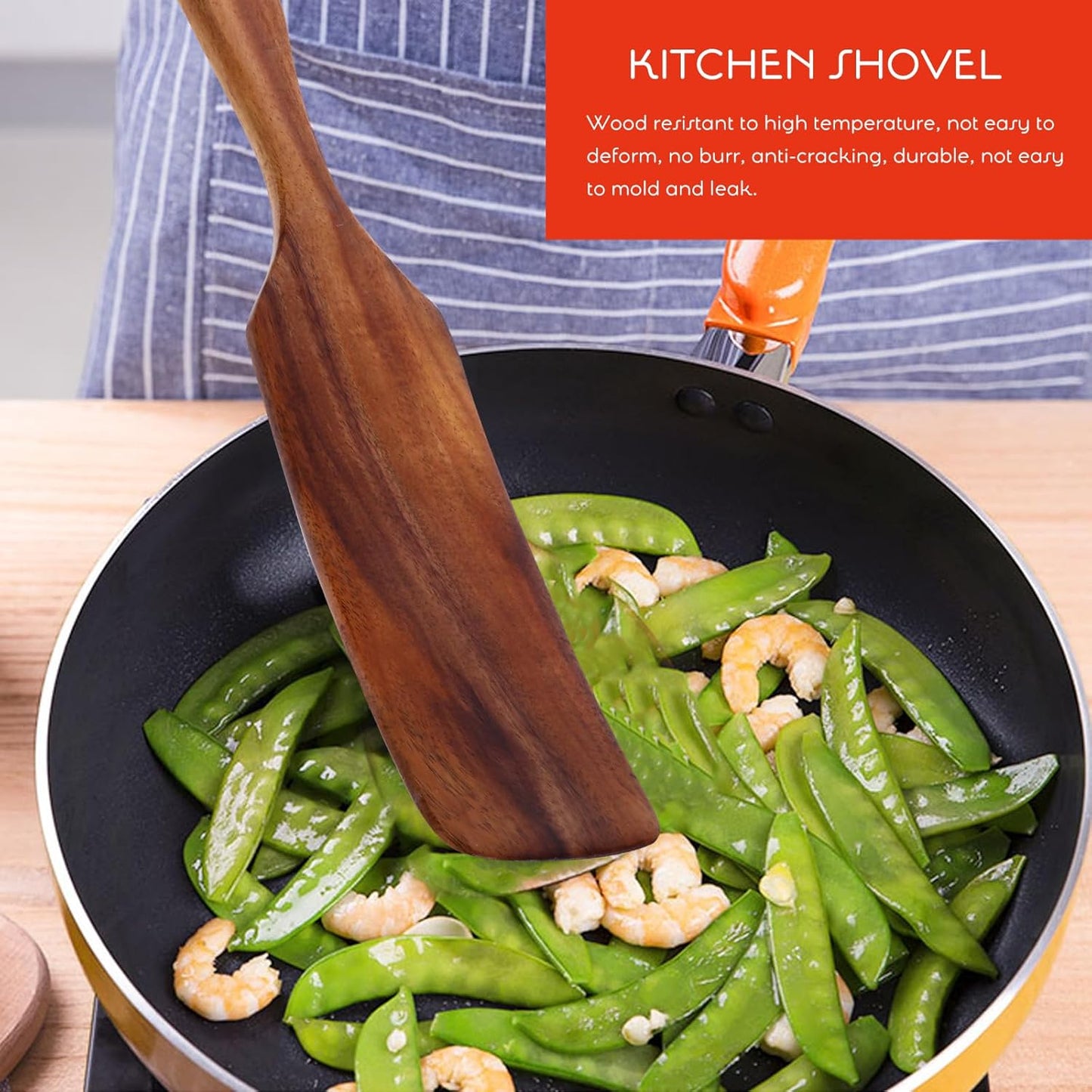 European Style Long Handle Wooden Shovel Cooking Utensils, Mixing Scraper, Bamboo Spatula