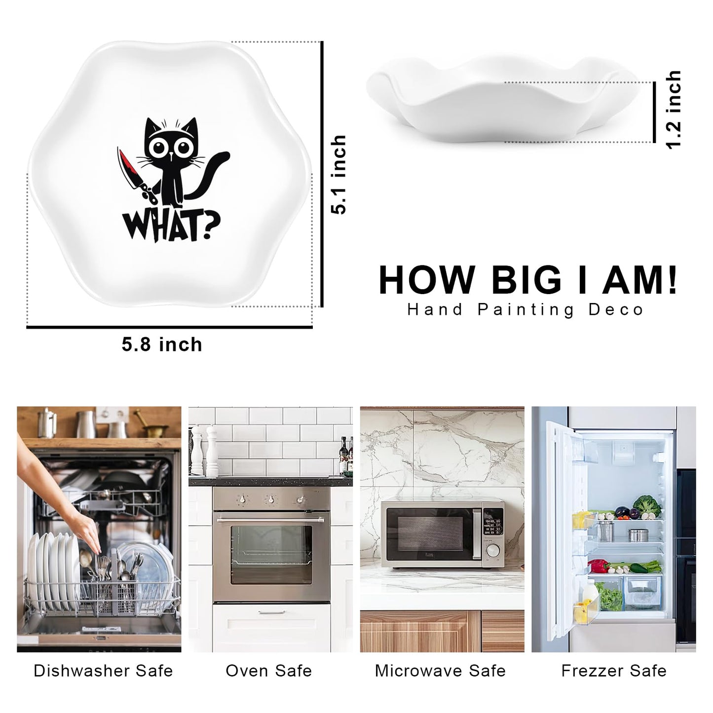 Cute Cat Spoon Rest for Kitchen, Ceramic Heat Resistant Utensil Holder for Stove Top, Funny Gift for Cat Lovers Women, Cat Themed Housewarming Decor, 5.8 Inches