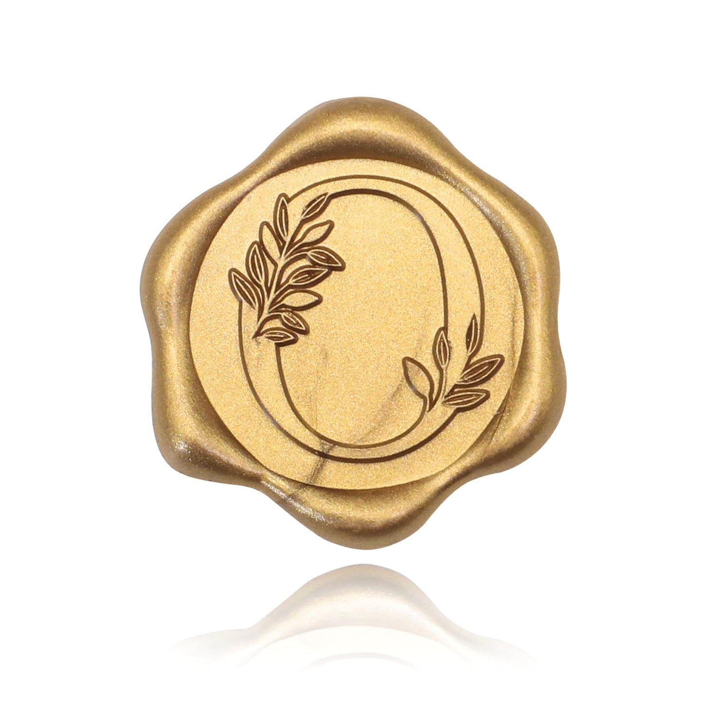 SWANGSA 50 Pack Letter O Wax Seal Stickers, Antique Gold Botanical Leaves Initial Alphabet Self-Adhesive Wax Stickers for Wedding Party Invitation Envelopes