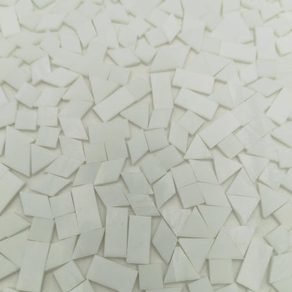 4 Shapes Mixed Glass Mosaic Tiles,Square+Diamond+Triangle+Rectangle 220 PCS Stained Glass Mosaic Pieces for Handmade Art Crafts and Home Decoration (White)