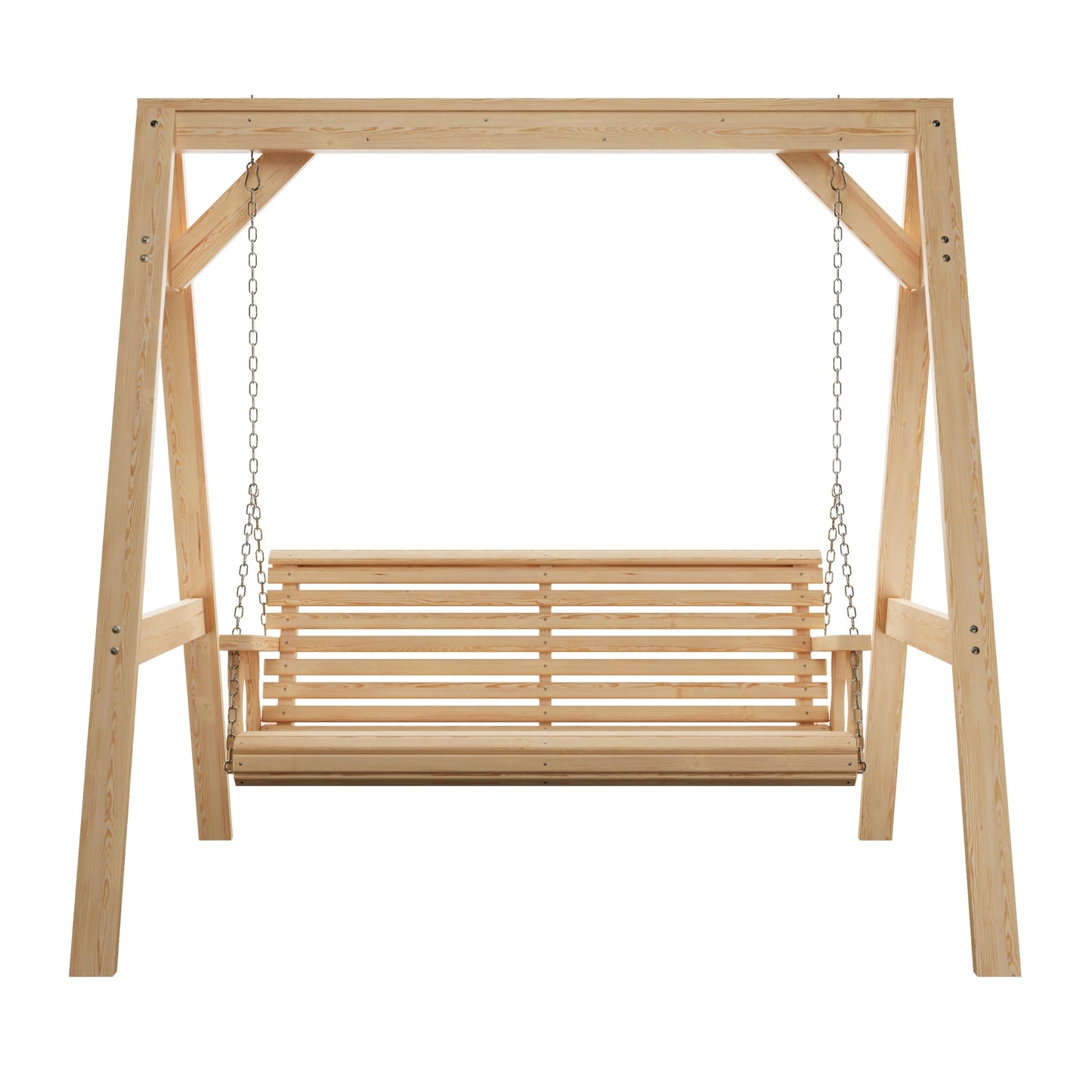 Amish Casual 5 Foot Roll Back Swing with A-Frame Stand in Unfinished - Freestanding Wood Porch Swing for Patio, Yard or Garden