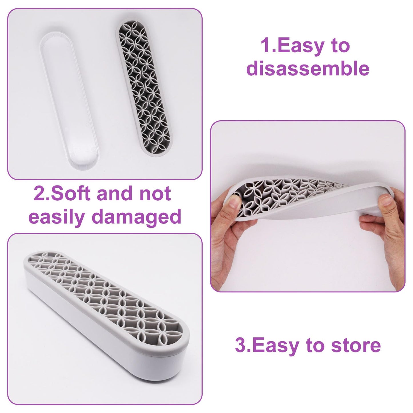 GDFYMI 2Pcs Grey Silicone Makeup Brush Holder Stand Makeup Brush Storage Make Up Brushes Holder Organizer for Painting Pen Brushes Nail Clippers Drill Pens Ruler Sewing Craft Tools