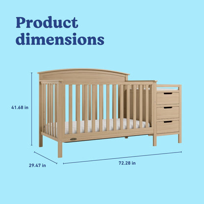 Graco Benton 4-in-1 Convertible Crib and Changer – GREENGUARD Gold Certified, Crib & Changing-Table Combo, Water-Resistant Changing Pad, Converts to Toddler Bed, Daybed and Full-Size Bed (Driftwood)