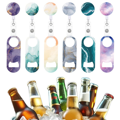 6Pack Flat Bottle Openers Stainless Steel Bottle Opener Retractable Bar Keys for Bartenders Beer Flask Tools Beer Openers with Belt Clip for Kitchen Restaurant Party Bartender Gifts for Women Men 6.5"