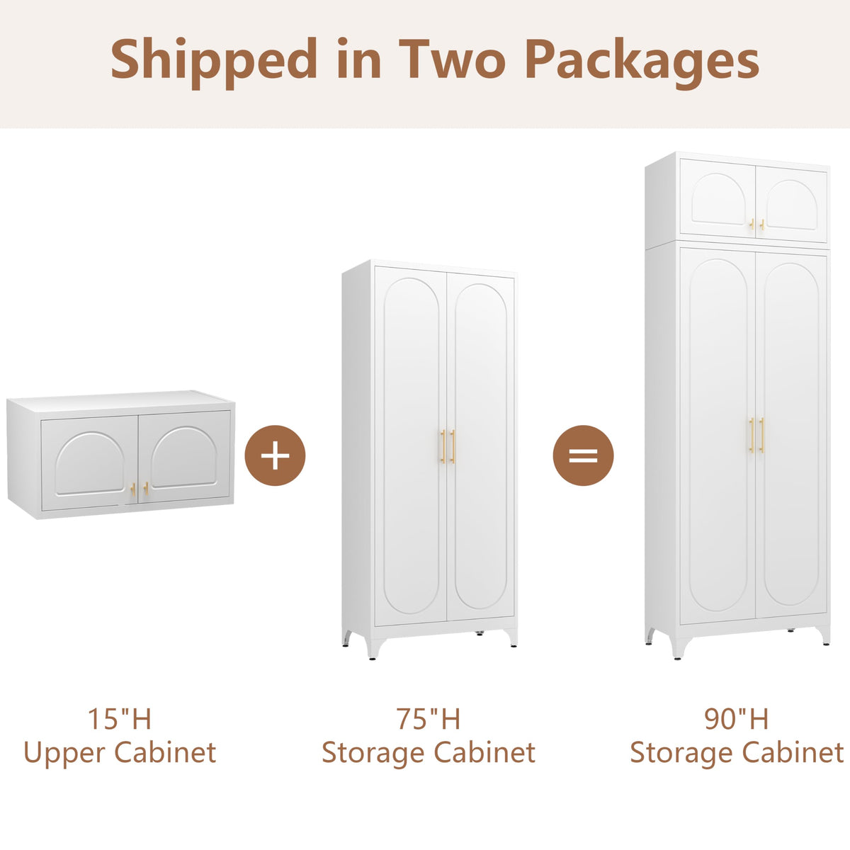 Polup Kitchen Pantry Cabinet, 90" Tall Metal Pantry Cabinet, Food Cupboards with Doors and Shelves, Freestanding Storage Cabinets for Dining, Living Room, 16"D x 32"W x 90"H, White, Assembly Required