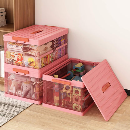 Apsan Stackable Clear Latch Storage Bins with Lids, Organizing Container for Home, Office, School Supplies, Pink