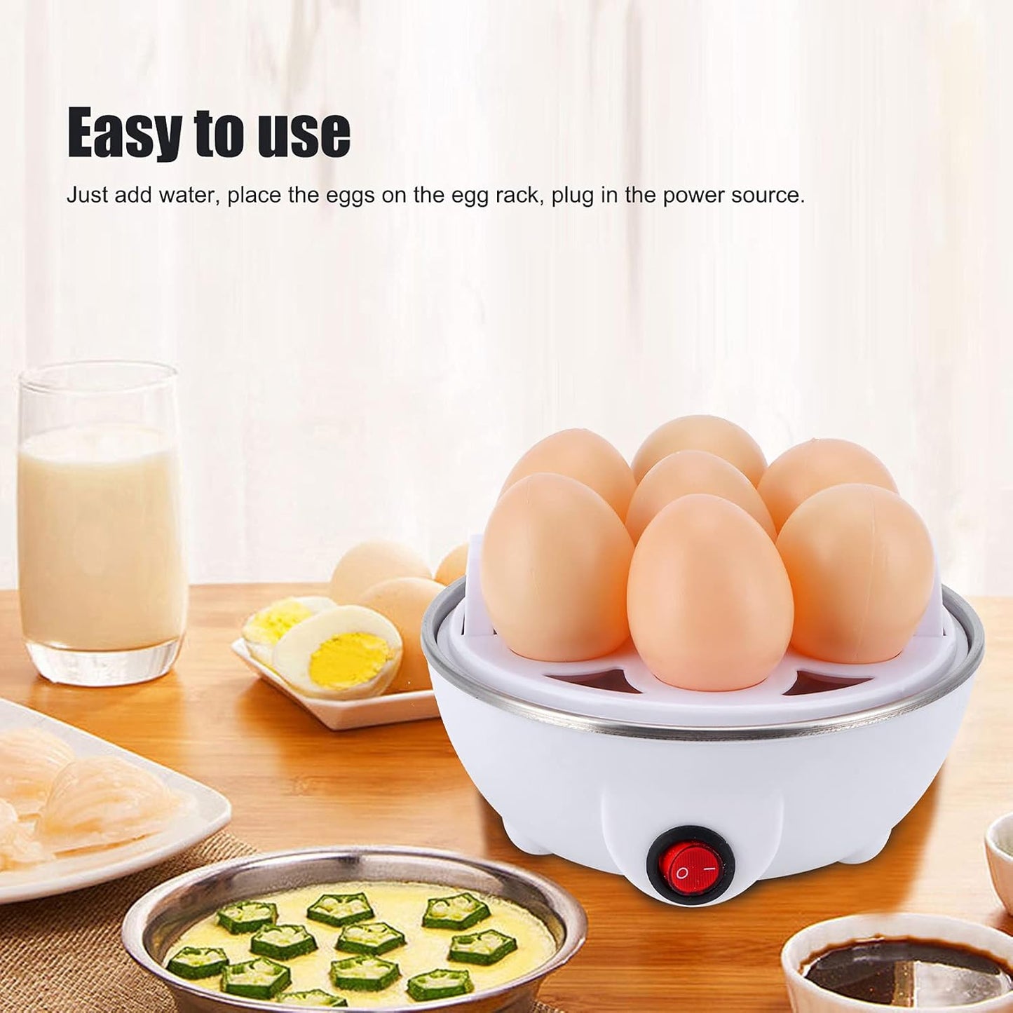 Electric Mini Eggs Cooker, Rapid Boiler for 6 Eggs, Poached, Scrambled, Omelets, Auto Shut Off (US Plug 110V)